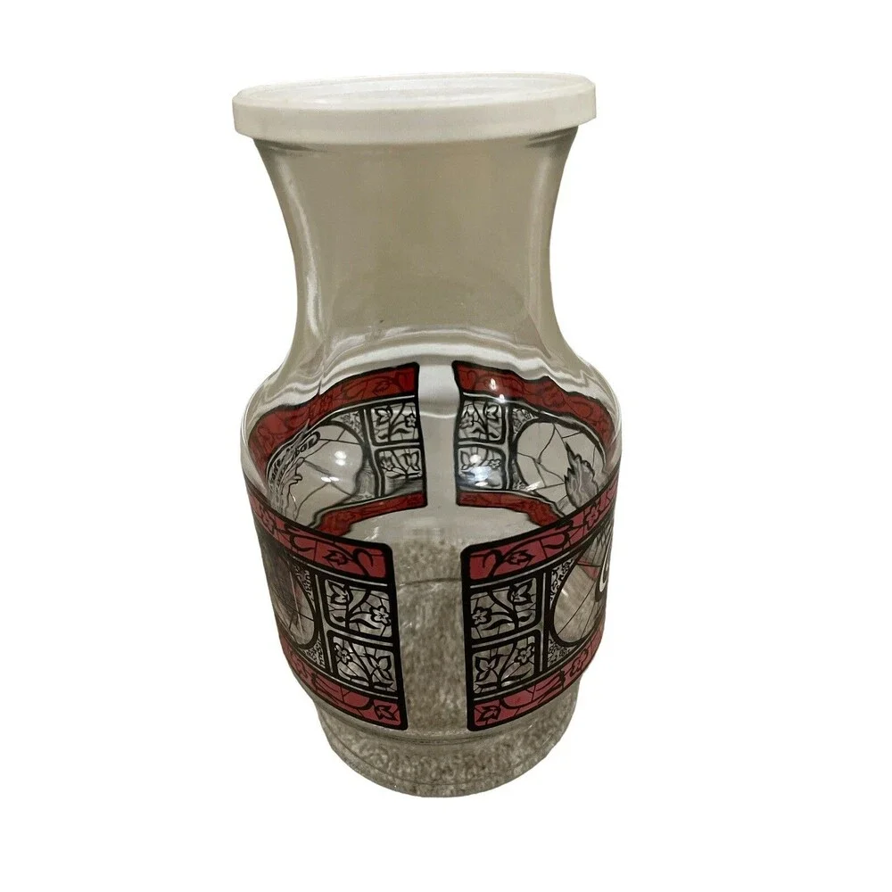 Vintage Godfather’s Pizza Coca-Cola 70s 80s Coke Carafe Glass Pitcher 9” Lid